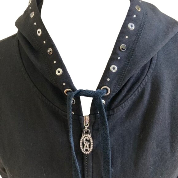 Christine Alexander Black Hoodie with Swarovski Crystals Full Zip, sz. Medium - Picture 5 of 14